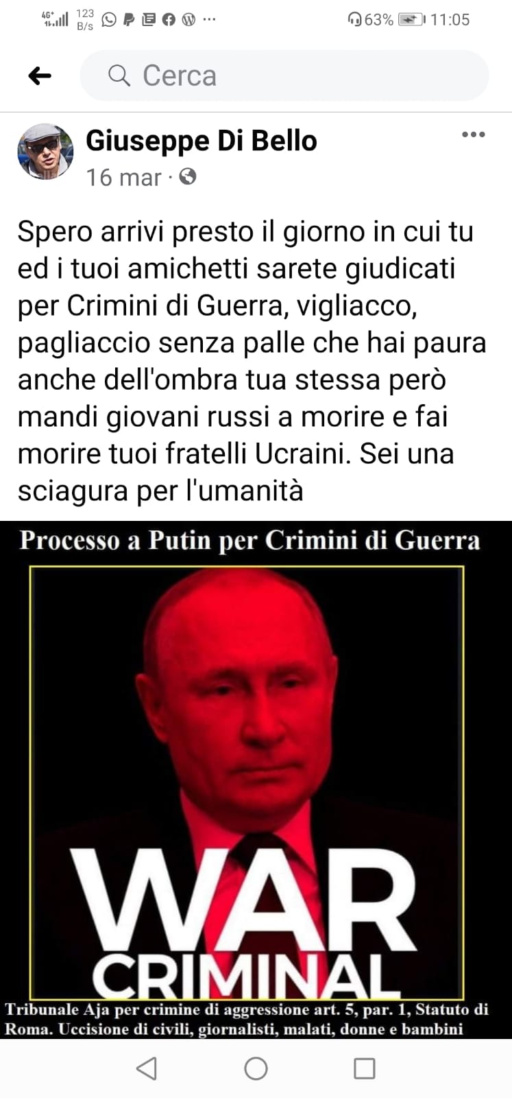 Giuseppe Di Bello: Viva L’Ucraina, Abbasso Putin!