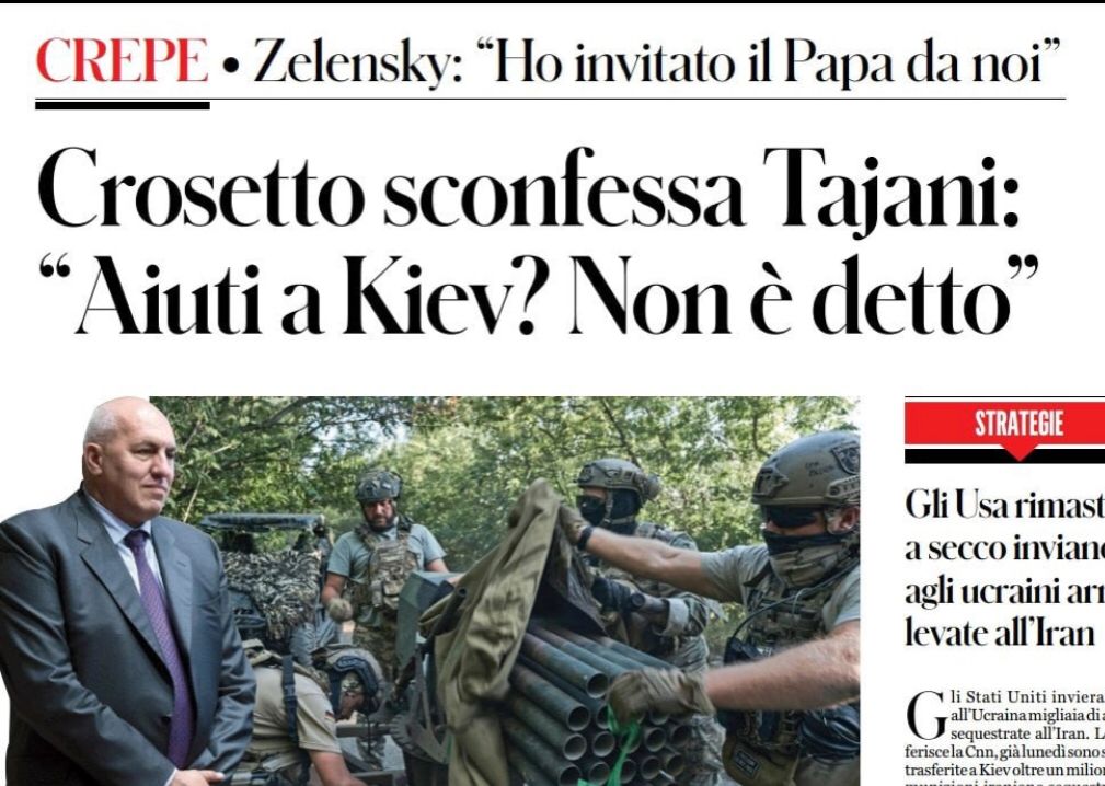 Scontro tra Crosetto e Tajani sulle armi da inviare all’Ucraina.