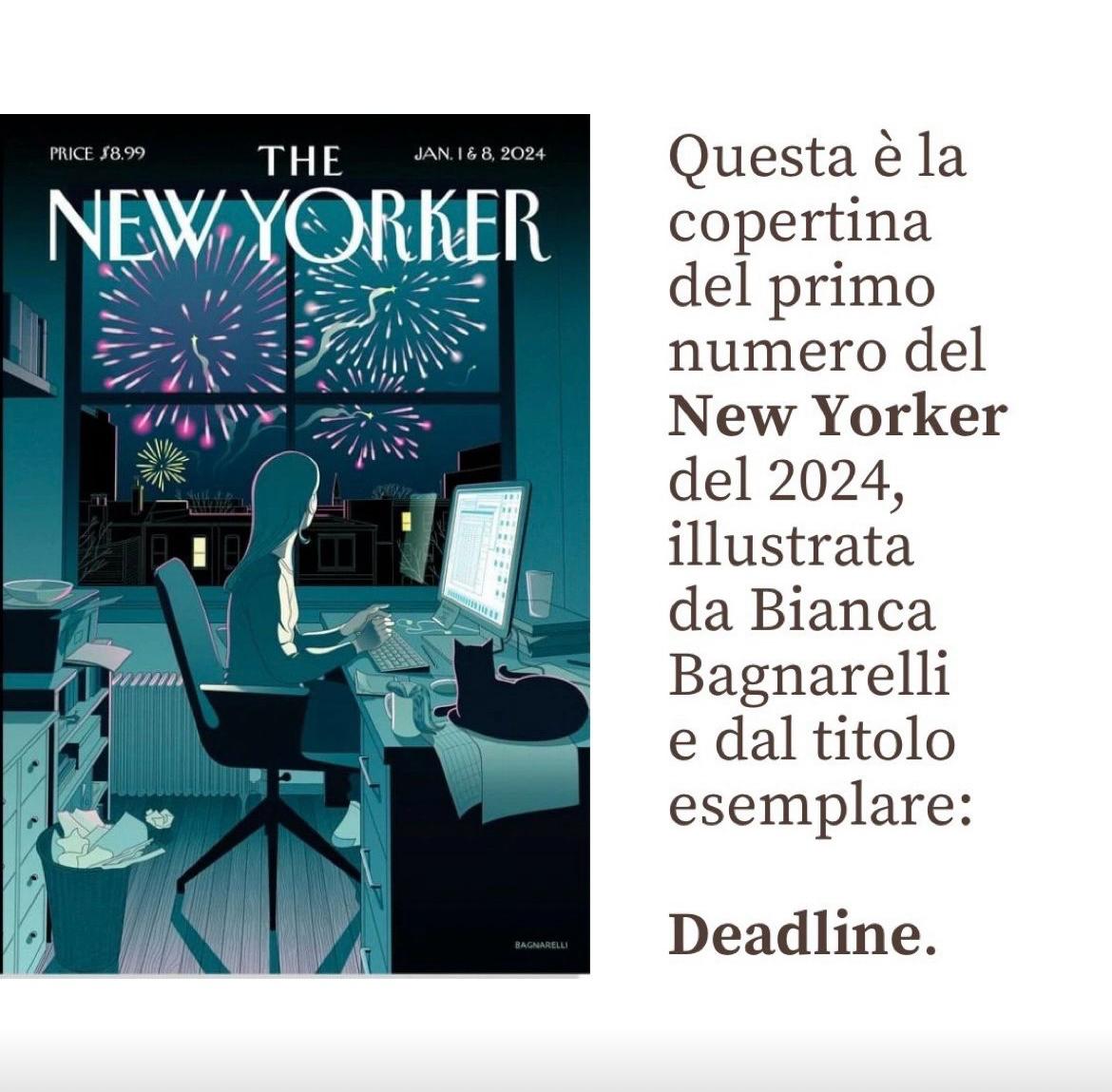 Questa è la drammatica copertina del primo numero del New Yorker del 2024, dal titolo esemplare: Deadline.