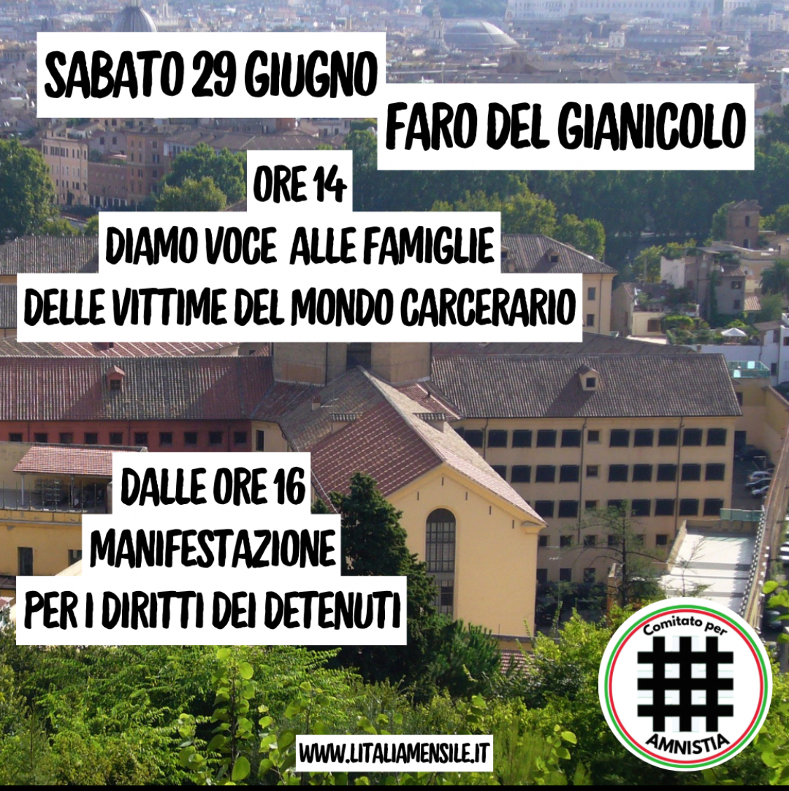 SABATO AL FARO DEL GIANICOLO: AMNISTIA SUBITO!