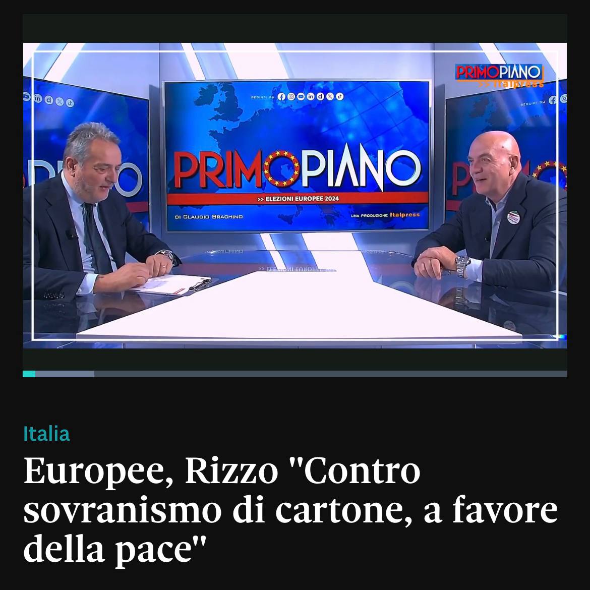 Europee, Rizzo: "Contro sovranismo di cartone, a favore della pace"