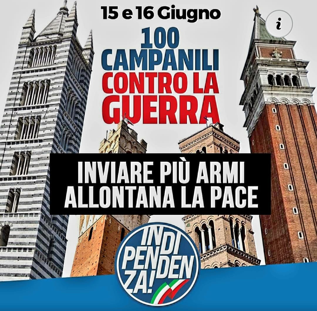 IL 15 E 16 GIUGNO UNO STRISCIONE CONTRO LA GUERRA DAVANTI A TUTTE LE CHIESE