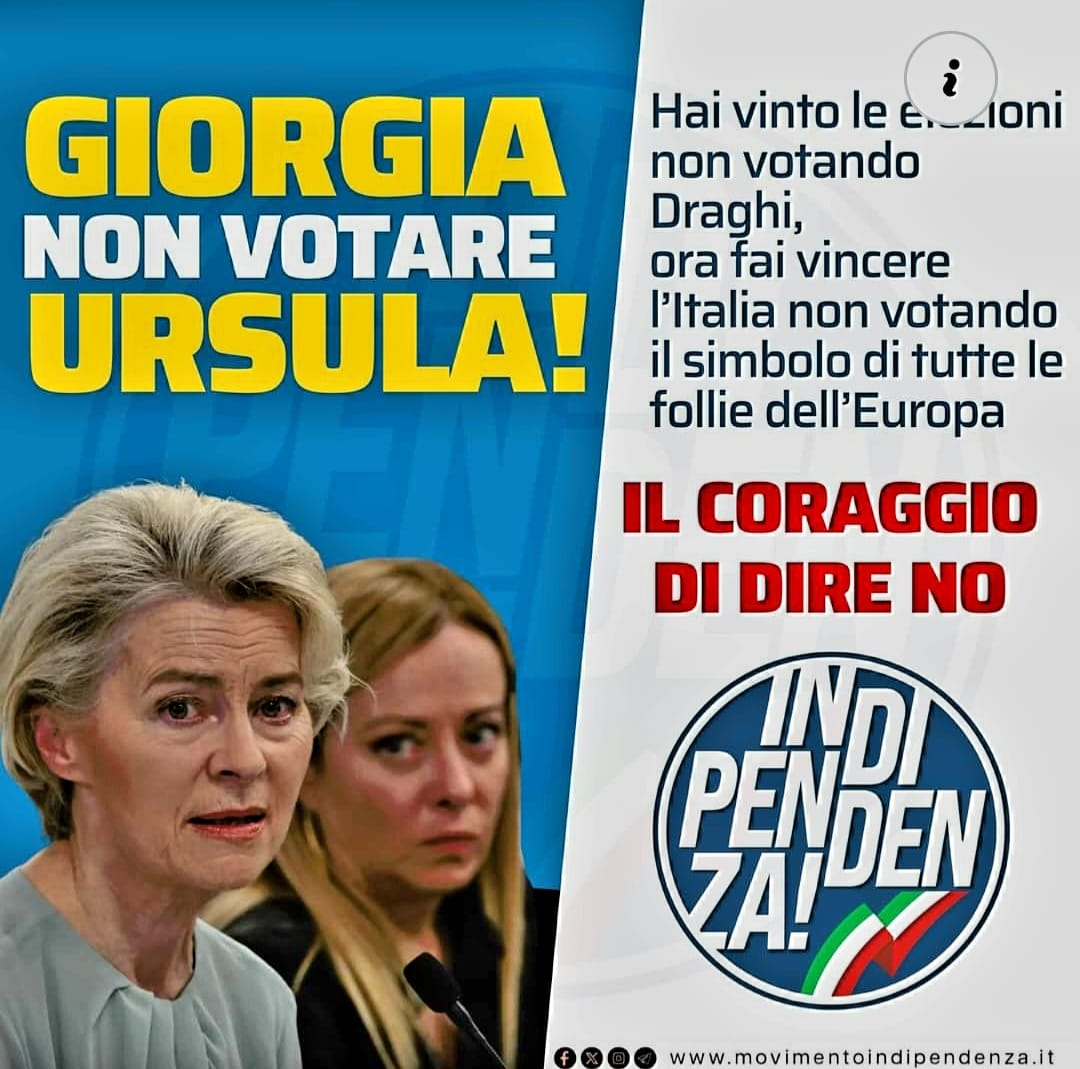 Alemanno (Indipendenza): Giorgia non votare Ursula!