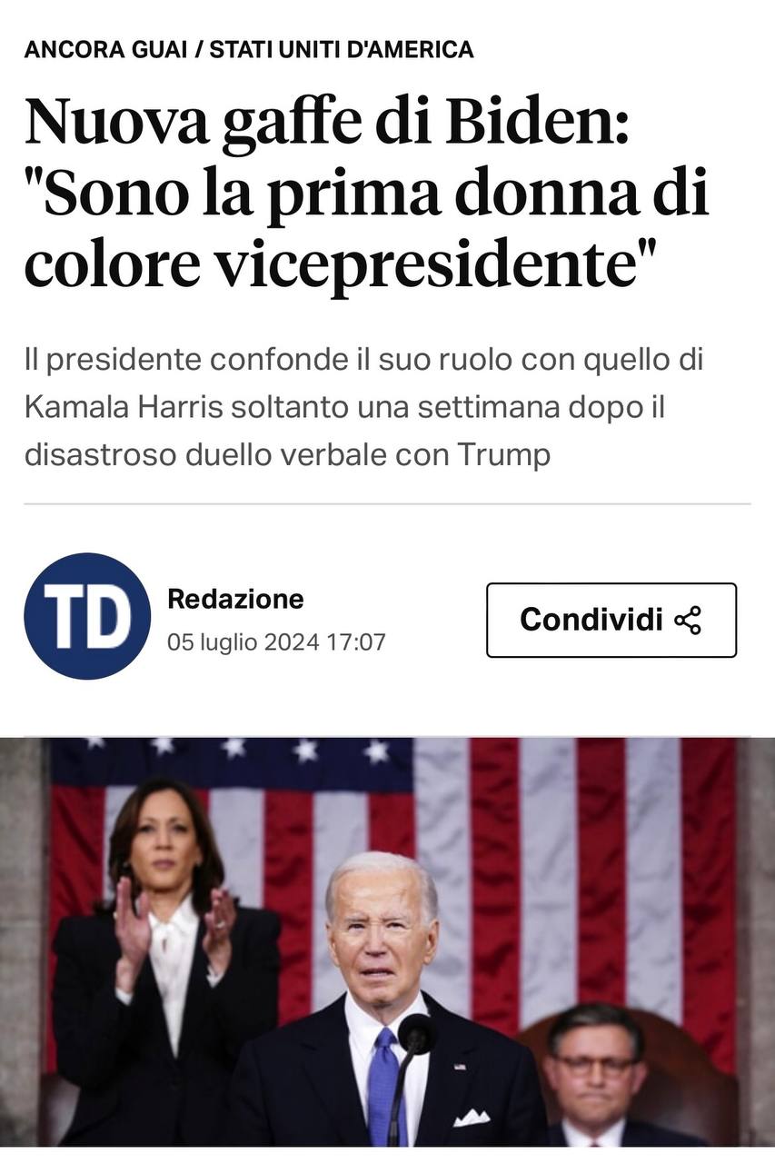 Biden è fuori di testa: sono il primo vicepresidente di colore donna!