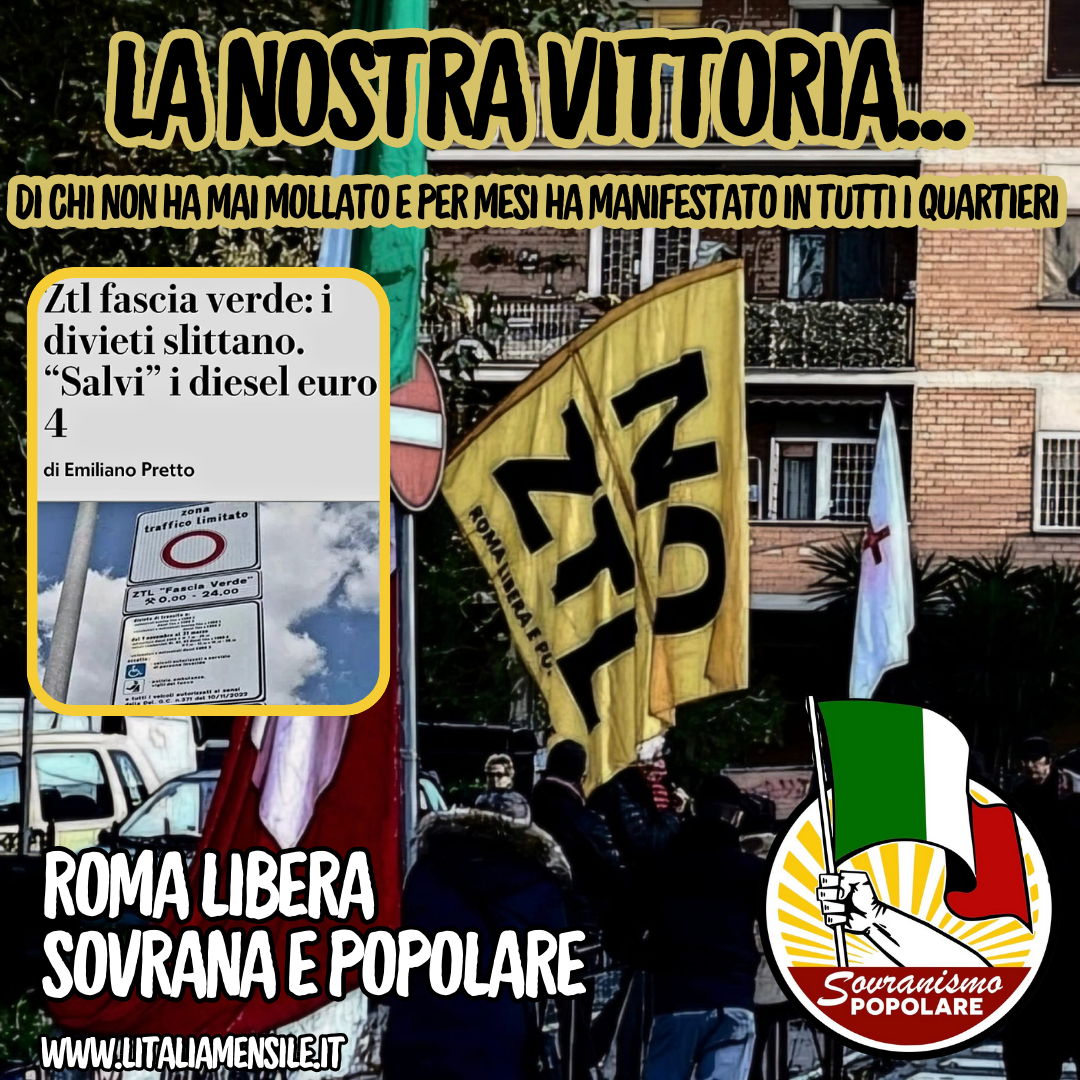 CASTELLINO (SOVRANISMO POPOLARE): UN'ALTRA NOSTRA VITTORIA CONTRO LA ZTL