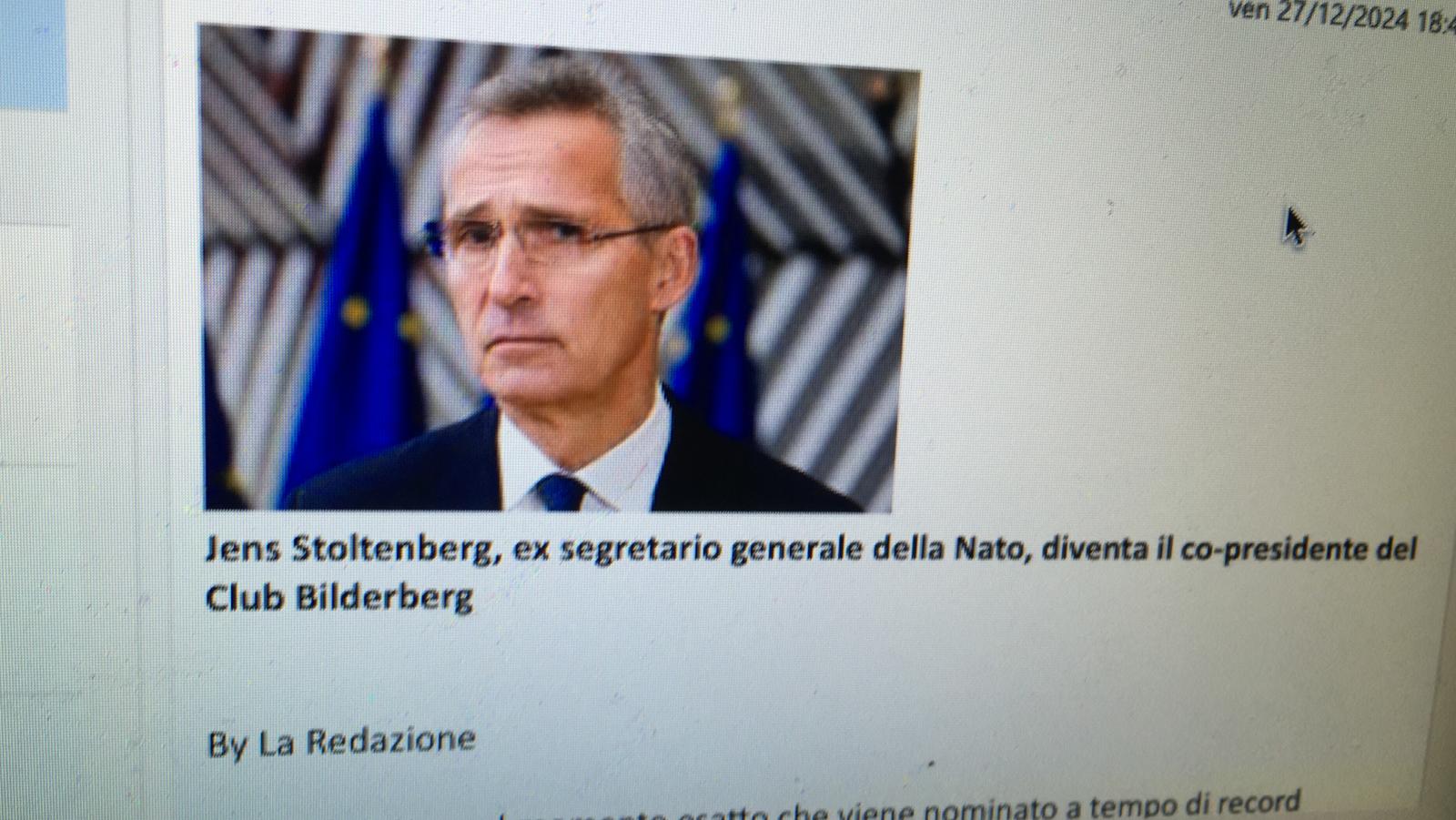 Jens Stoltenberg, ex segretario generale della Nato, diventa il co-presidente del Club Bilderberg